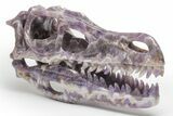 Polished Chevron Amethyst Dinosaur Crystal Skull - Ferocious! #218499-3